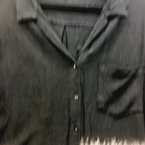 Blouse Size S Black Beige Ombre Linen Whimsycore Y2K Festival Edgy Soft Grunge - Picture 5 of 13